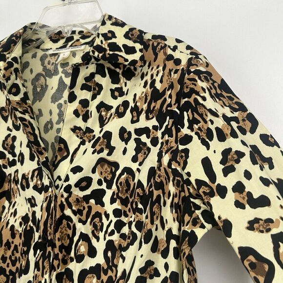 Giorgio Saint Angelo Womens Leopard Print Peplum Top Button Up Bubble Hem Size S - Picture 3 of 11
